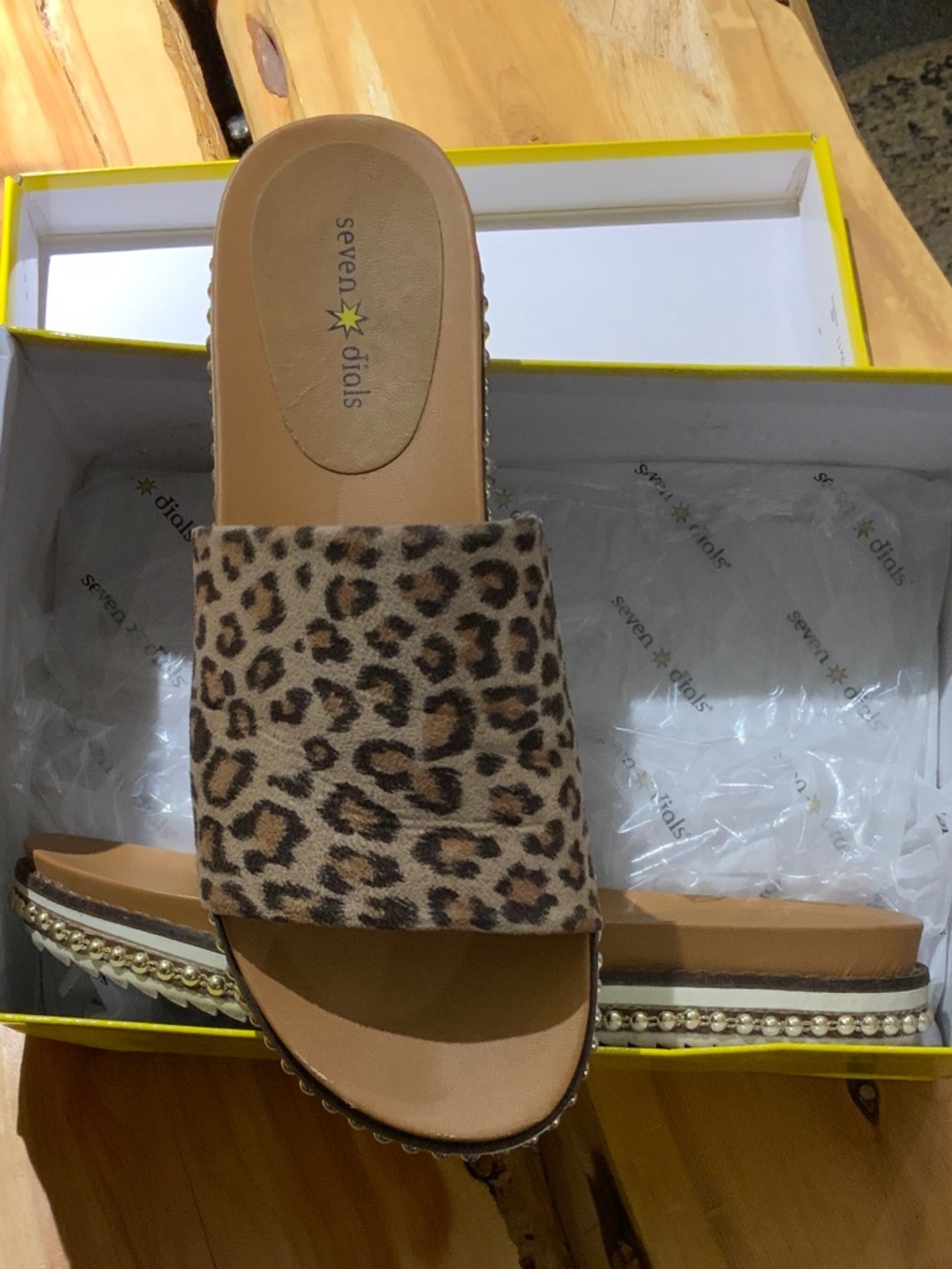 Seven Dials Leopard Print Slide Mule - Brown/Tan Size 9.5